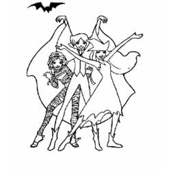 Desenho de Totally Spies fantasiadas de Halloween para colorir
