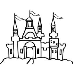 Desenho de Castelo com torres e bandeiras para colorir