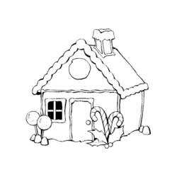 Desenho de Cabana de gengibre decorada para o Natal para colorir