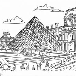 O Louvre - Desenhos para colorir gratuitos