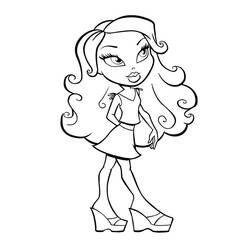 Desenho de Menina da moda posando com grandes cachos para colorir