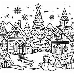 Aldeia de Natal - Desenhos para colorir gratuitos