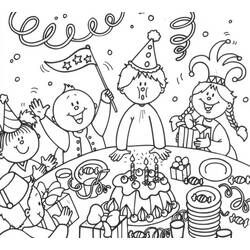 Desenho de Crianças celebrando um aniversário para colorir
