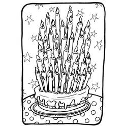 Desenho de Bolo de aniversário coberto de velas para colorir