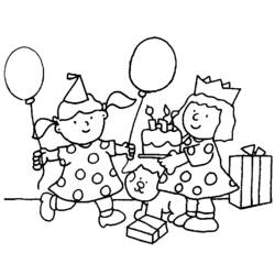 Desenho de Duas meninas celebrando um aniversário para colorir