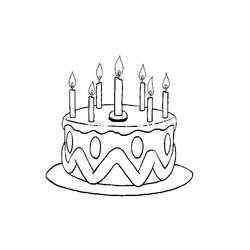 Desenho de Bolo de aniversário com sete velas para colorir