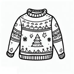 Desenho de Camisola de Natal com árvore para colorir