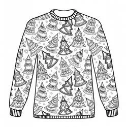 Desenho de Camisola de Natal cheia de pinheiros para colorir
