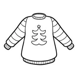 Desenho de Camisola de Natal com uma árvore para colorir