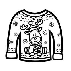 Desenho de Camisola de Natal com uma rena para colorir
