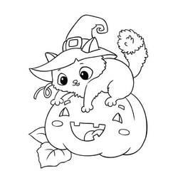 Gato de Halloween - Desenhos para colorir gratuitos