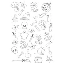 Desenho de Colagem de símbolos de Halloween para colorir