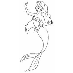 Desenho de Ariel nadando com um sorriso alegre para colorir Desenho de Ariel nadando com um sorriso alegre para colorir