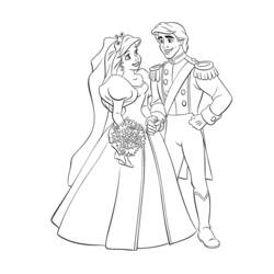 Desenho de A Pequena Sereia e o Príncipe Eric no dia do casamento para colorir Desenho de A Pequena Sereia e o Príncipe Eric no dia do casamento para colorir