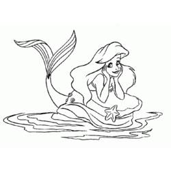Desenho de Ariel sentada em uma pedra na água para colorir Desenho de Ariel sentada em uma pedra na água para colorir