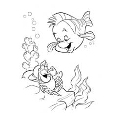 Desenho de Flounder e Sebastião no fundo do mar para colorir Desenho de Flounder e Sebastião no fundo do mar para colorir