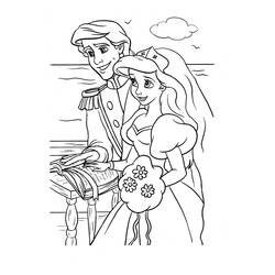 Desenho de Ariel e Eric no casamento para colorir Desenho de Ariel e Eric no casamento para colorir