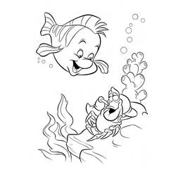 Desenho de Linguado e Sebastião no fundo do mar para colorir Desenho de Linguado e Sebastião no fundo do mar para colorir