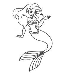 Desenho de A Pequena Sereia nadando com um gesto gracioso para colorir Desenho de A Pequena Sereia nadando com um gesto gracioso para colorir