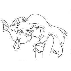 Desenho de A Pequena Sereia e Lingueirão nariz com nariz para colorir Desenho de A Pequena Sereia e Lingueirão nariz com nariz para colorir