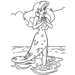 Desenho de Ariel de pé à beira da água para colorir Desenho de Ariel de pé à beira da água para colorir