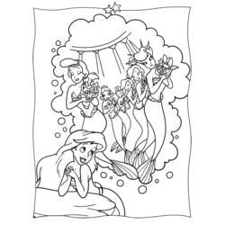 Desenho de Ariel sonhando com suas irmãs sereias para colorir Desenho de Ariel sonhando com suas irmãs sereias para colorir