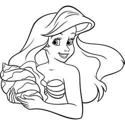 Desenho de Ariel segurando uma grande concha para colorir Desenho de Ariel segurando uma grande concha para colorir