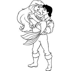 Desenho de Ariel nos braços de Eric para colorir Desenho de Ariel nos braços de Eric para colorir