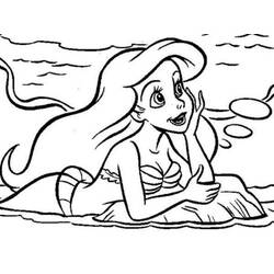 Desenho de Ariel sonhando sobre uma pedra para colorir Desenho de Ariel sonhando sobre uma pedra para colorir