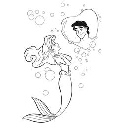 Desenho de A Pequena Sereia sonhando com o príncipe Eric para colorir Desenho de A Pequena Sereia sonhando com o príncipe Eric para colorir