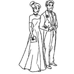 Desenho de Anastásia e Dimitri vestidos para o baile para colorir