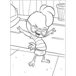 Desenho de Chicken Little comemorando de braços abertos para colorir