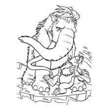 Desenho de Manny e Scrat sobre um pedaço de gelo para colorir Desenho de Manny e Scrat sobre um pedaço de gelo para colorir