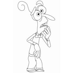 Desenho de Medo de Inside Out com expressão nervosa para colorir