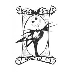 Desenho de Jack Skellington em uma moldura ornamentada para colorir