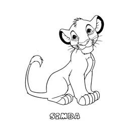 Desenho de Simba sentado como filhote jovem para colorir Desenho de Simba sentado como filhote jovem para colorir