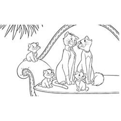 Desenho de Família Os Aristogatos reunida num sofá elegante para colorir