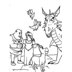 Desenho de Shrek, Fiona, Burro e Dragão com seus filhotes para colorir Desenho de Shrek, Fiona, Burro e Dragão com seus filhotes para colorir