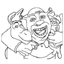 Desenho de Shrek sorrindo com o Burro e o Gato de Botas para colorir Desenho de Shrek sorrindo com o Burro e o Gato de Botas para colorir