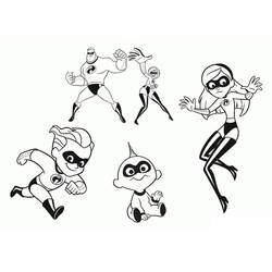 Desenho de The Incredibles em poses de ação para colorir Desenho de The Incredibles em poses de ação para colorir