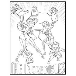 Desenho de The Incredibles família em pose de ação para colorir Desenho de The Incredibles família em pose de ação para colorir