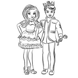 Desenho de Ben e Mal lado a lado para colorir