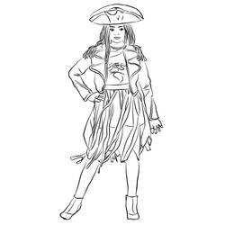 Desenho de Uma de pé com atitude pirata para colorir