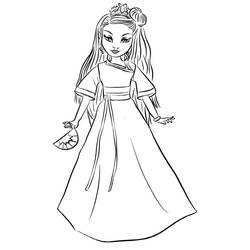 Desenho de Lonnie com um vestido longo elegante para colorir