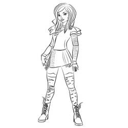 Desenho de Mal de pé com seu traje de Descendentes para colorir