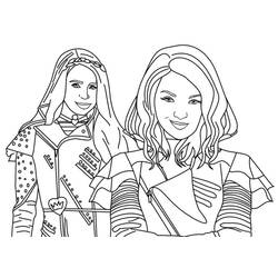 Desenho de Mal e Audrey em pé juntas para colorir