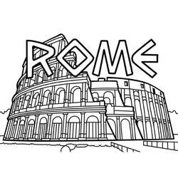 Desenho de Coliseu com a palavra ROME para colorir