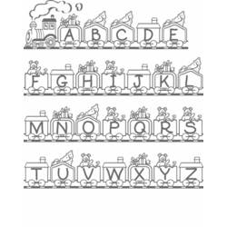 Desenho de Trem do alfabeto com todas as letras para colorir