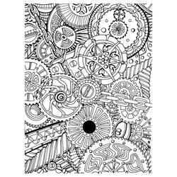 Desenho de Mandala de engrenagens e correntes entrelaçadas para colorir