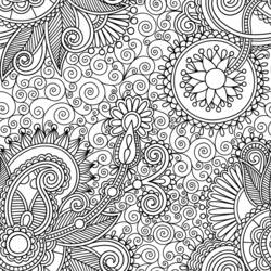 Desenho de Mandala com padrão paisley para colorir